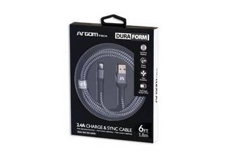 CABLE ARGOMTECH USB a LIGHTNING 2.4A CARGA RAPIDA 1.8m ARG-CB-0023BK DURAFORM