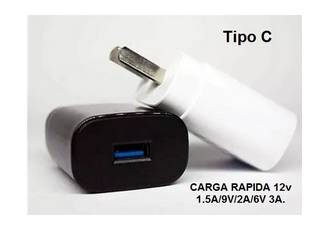CARGADOR TIPO C CARGA RAPIDA 12v 1.5A/9V/2A/6V 3A.