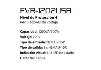 ESTABILIZADOR DE VOLTAJE FORZA FVR-1202USB-A 220V 1200VA/600W X2 USB