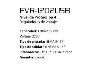 ESTABILIZADOR DE VOLTAJE FORZA FVR-1202A 220V 1200VA/600W