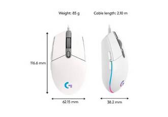 MOUSE LOGITECH G203 LIGHTSYNC WHITE GAMING