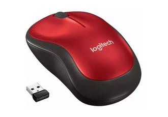 MOUSE LOGITECH M185 WIRELESS ROJO/NEGRO