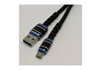 CABLE USB A MICROUSB DE CUERO TERMINALES METALICAS 09-103 NEGRO