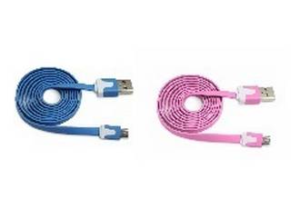 CABLE USB A MICROUSB PLANO AZUL/ROSA