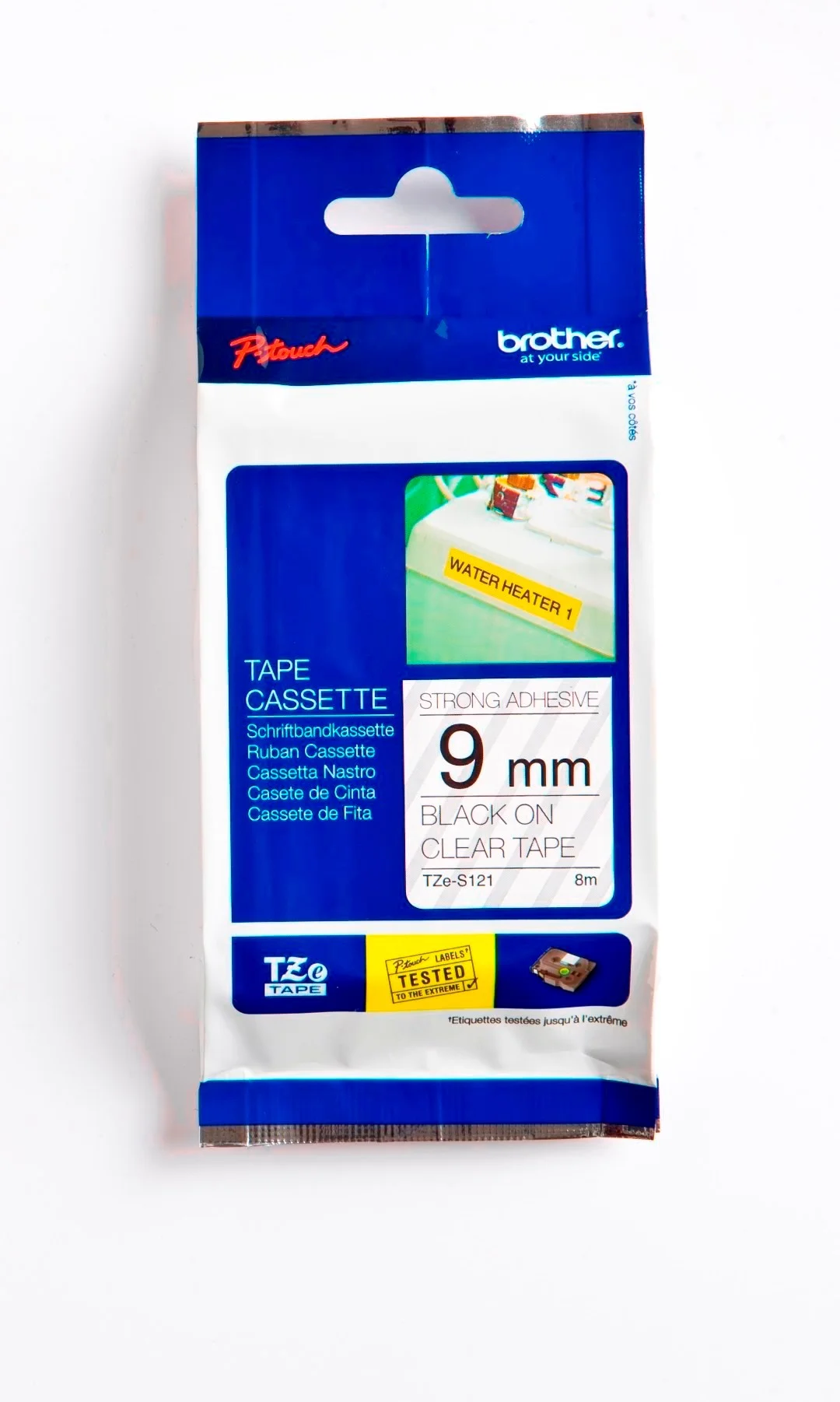 Cinta Rotuladora Brother Doble Adhesivo TZE-135 9mm Negro/Transparente 8 MTS Laminada