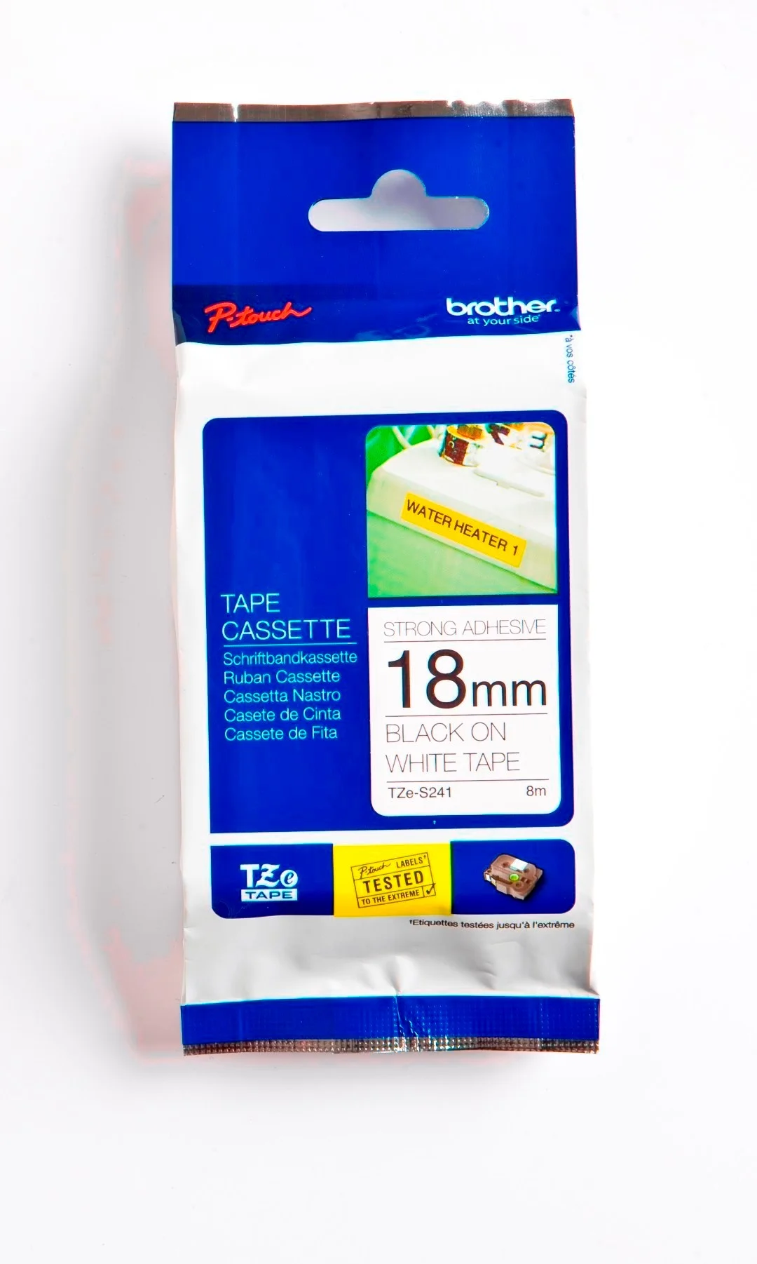 Cinta Rotuladora Brother Doble Adhesivo TZE-S241 18mm Negro/Blanco 8 MTS Laminada