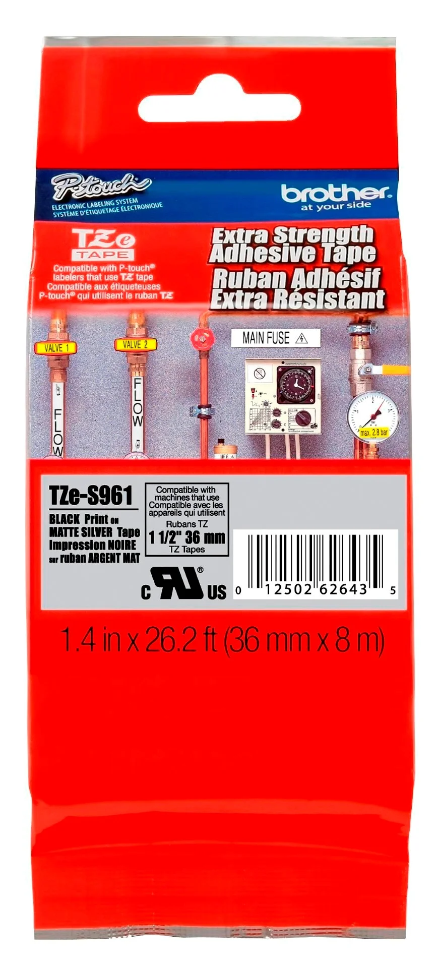 Cinta Rotuladora Brother Doble Adhesivo TZE-S961 36mm Negro/Plateado 8 MTS Laminada disponible en Bytecom Moron Zona Oeste Haedo Castelar Ituzaingo Padua Ramos Mejia