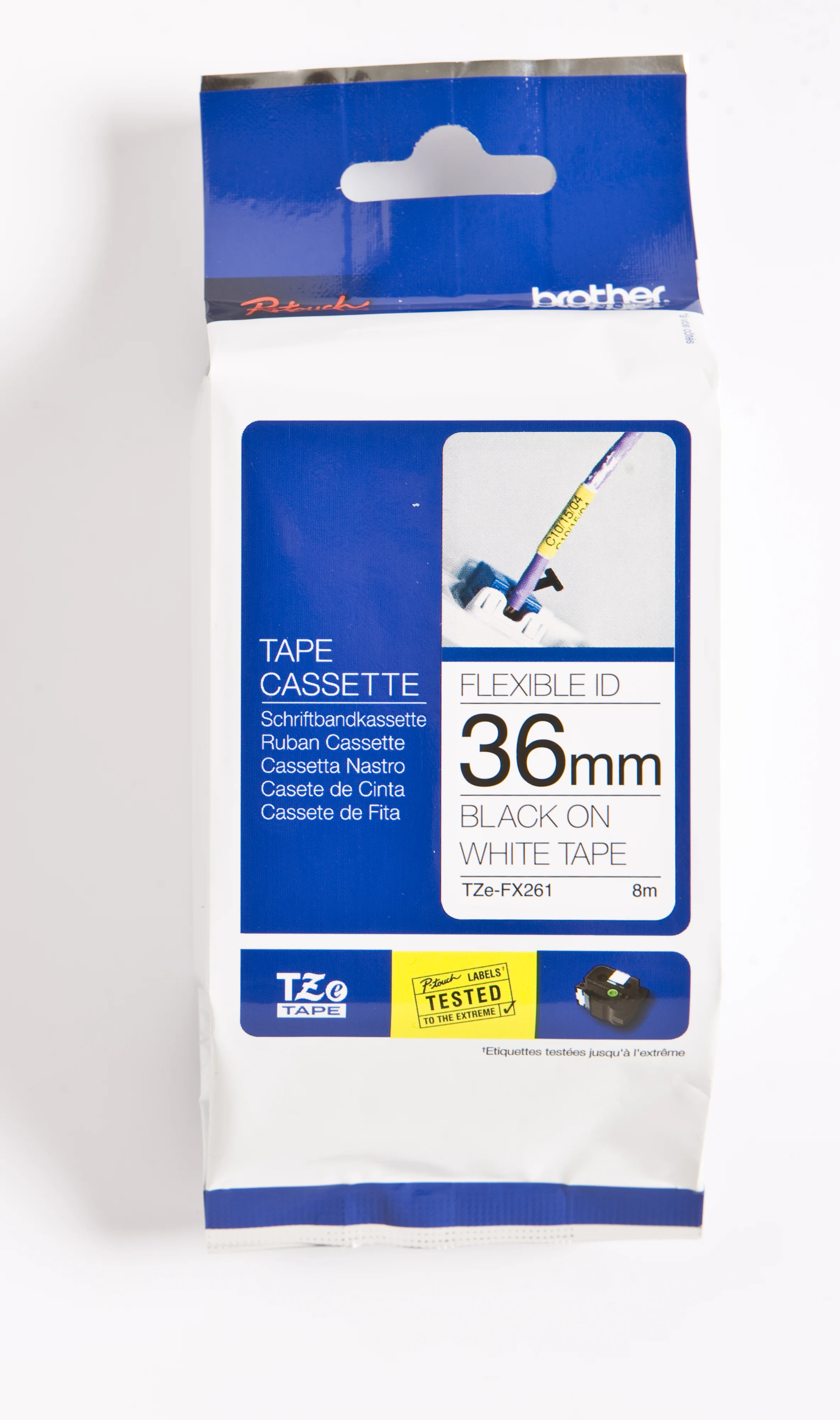 Cinta Rotuladora Brother Flexible TZE-FX261 36mm Negro/Blanco 8 MTS Laminada