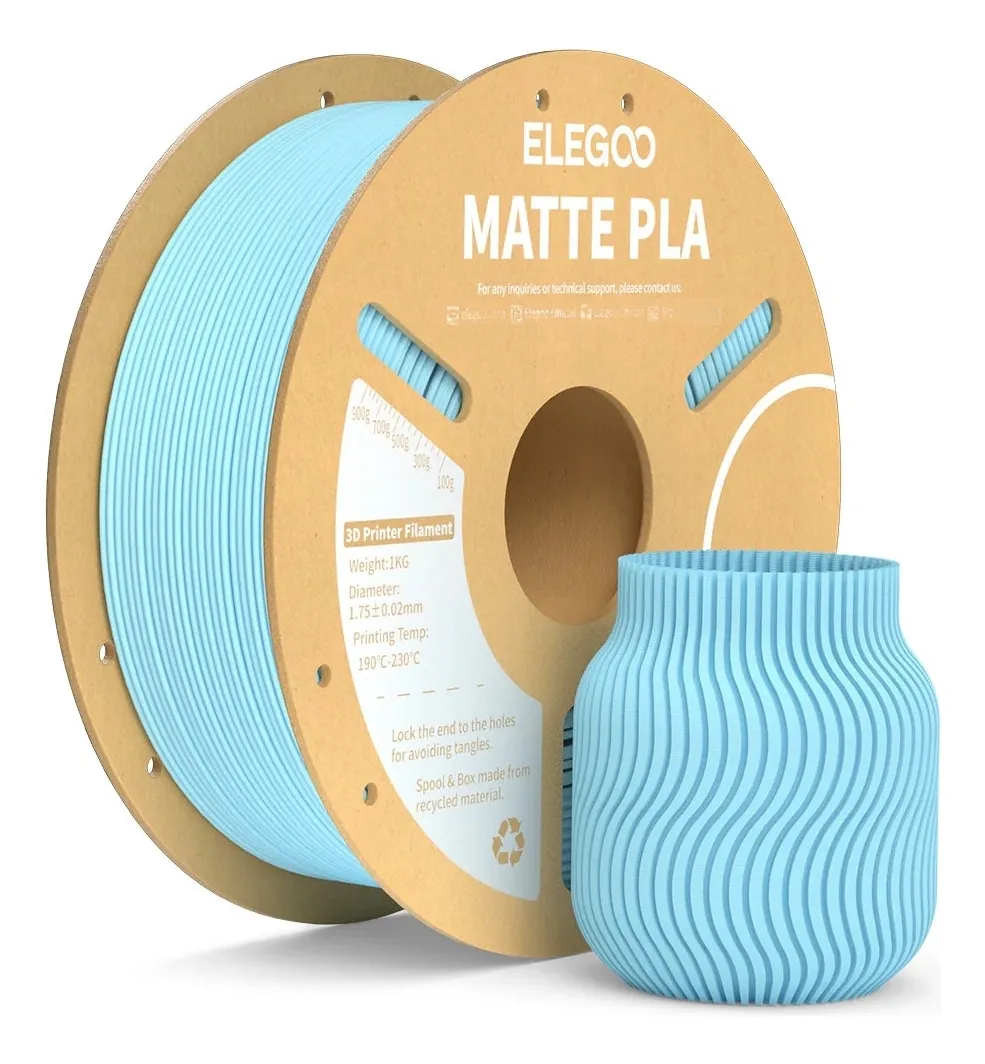 FILAMENTO 3D ELEGOO PLA AZUL HIELO MATE 1.75mm 1KG 0259 disponible en Bytecom Moron Zona Oeste Haedo Castelar Ituzaingo Padua Ramos Mejia
