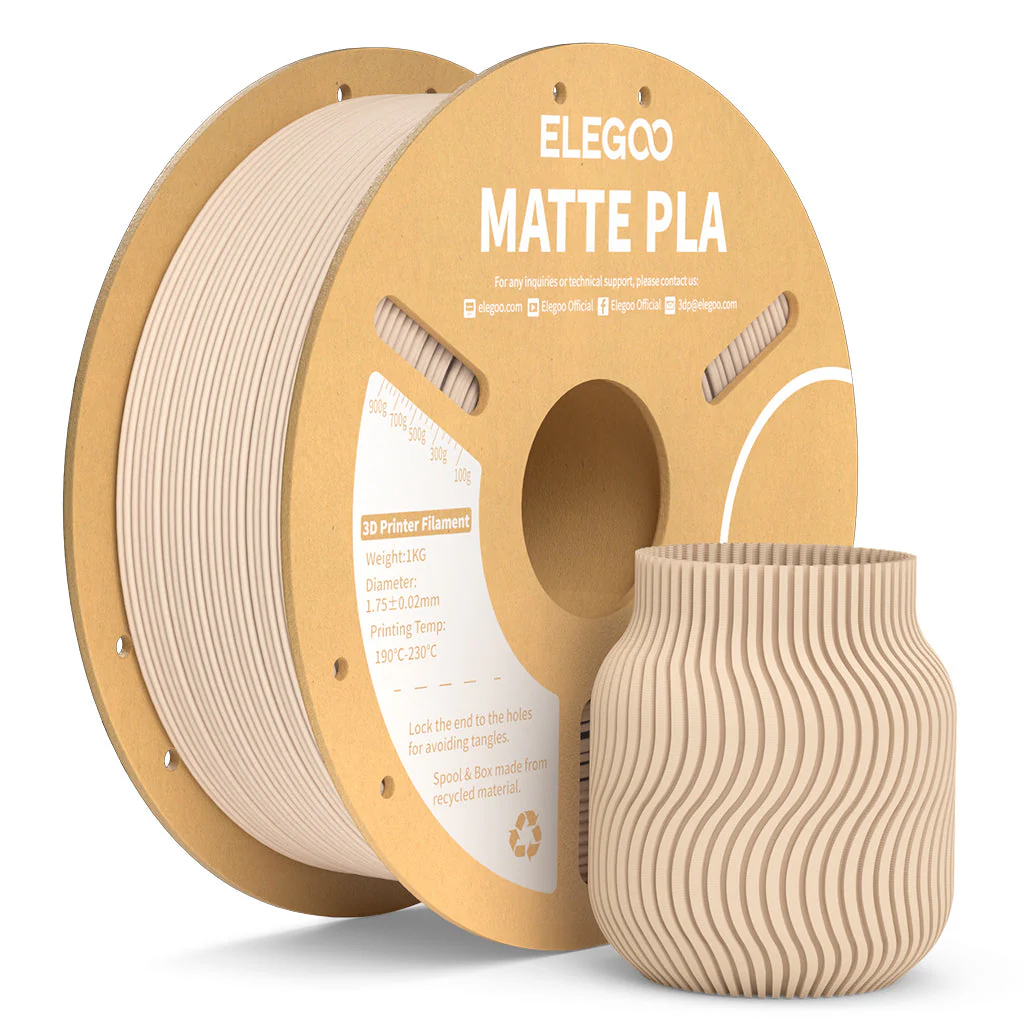 FILAMENTO 3D ELEGOO PLA BEIGE MATE 1.75mm 1KG 0373 disponible en Bytecom Moron Zona Oeste Haedo Castelar Ituzaingo Padua Ramos Mejia
