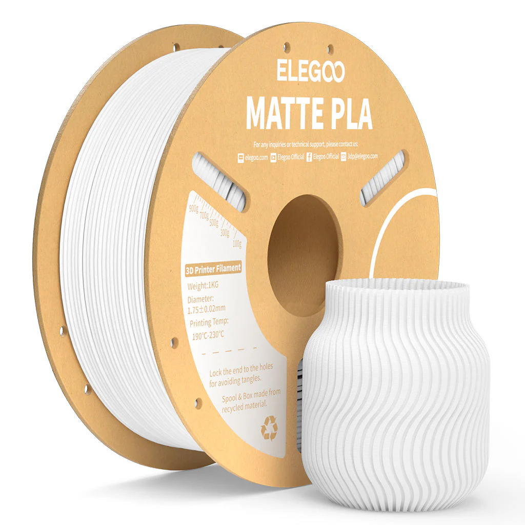 FILAMENTO 3D ELEGOO PLA BLANCO MATE 1.75mm 1KG 0251 - BOBINA CART. disponible en Bytecom Moron Zona Oeste Haedo Castelar Ituzaingo Padua Ramos Mejia