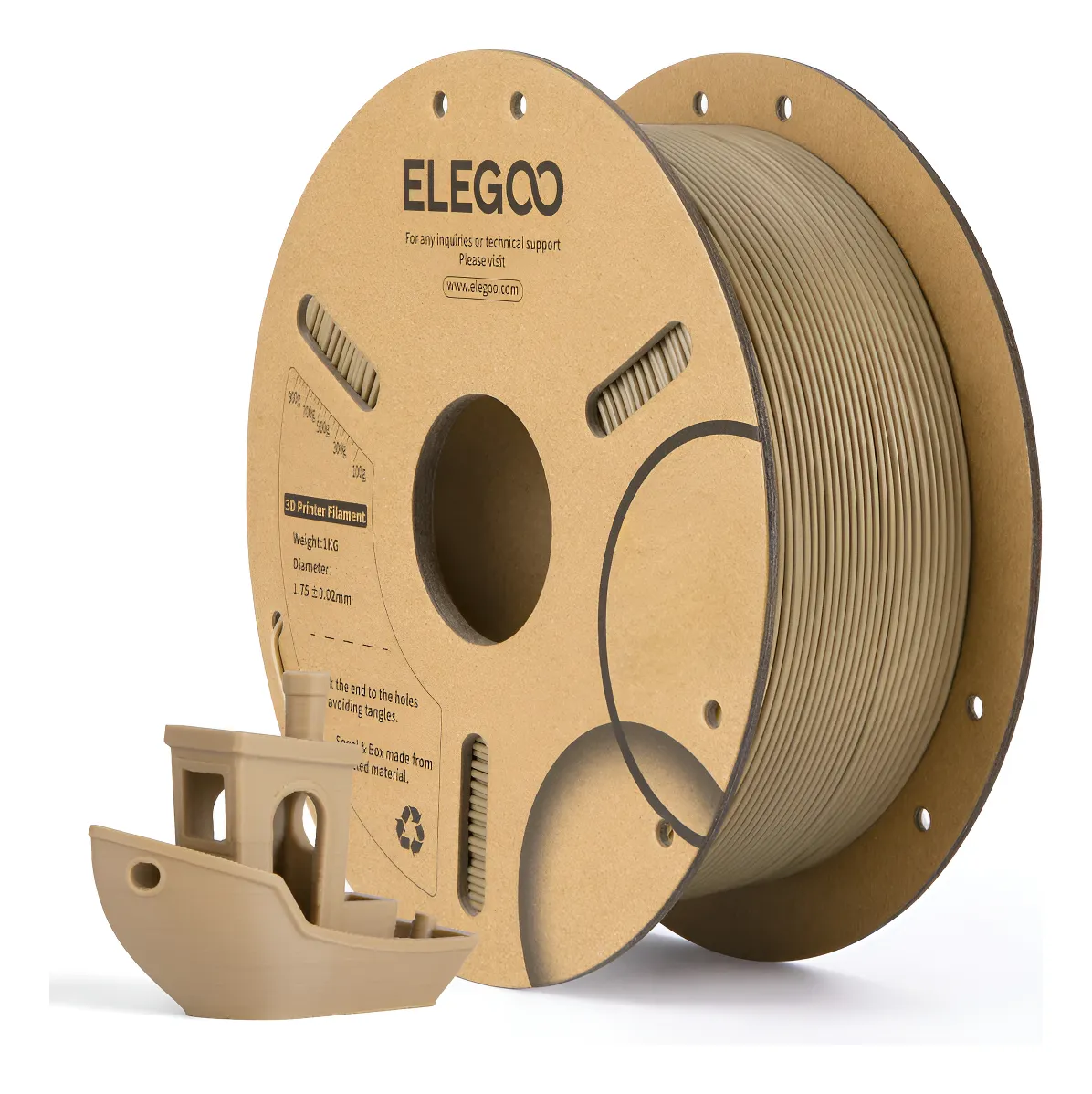 FILAMENTO 3D ELEGOO PLA MADERA 1.75mm 1KG 0112 disponible en Bytecom Moron Zona Oeste Haedo Castelar Ituzaingo Padua Ramos Mejia