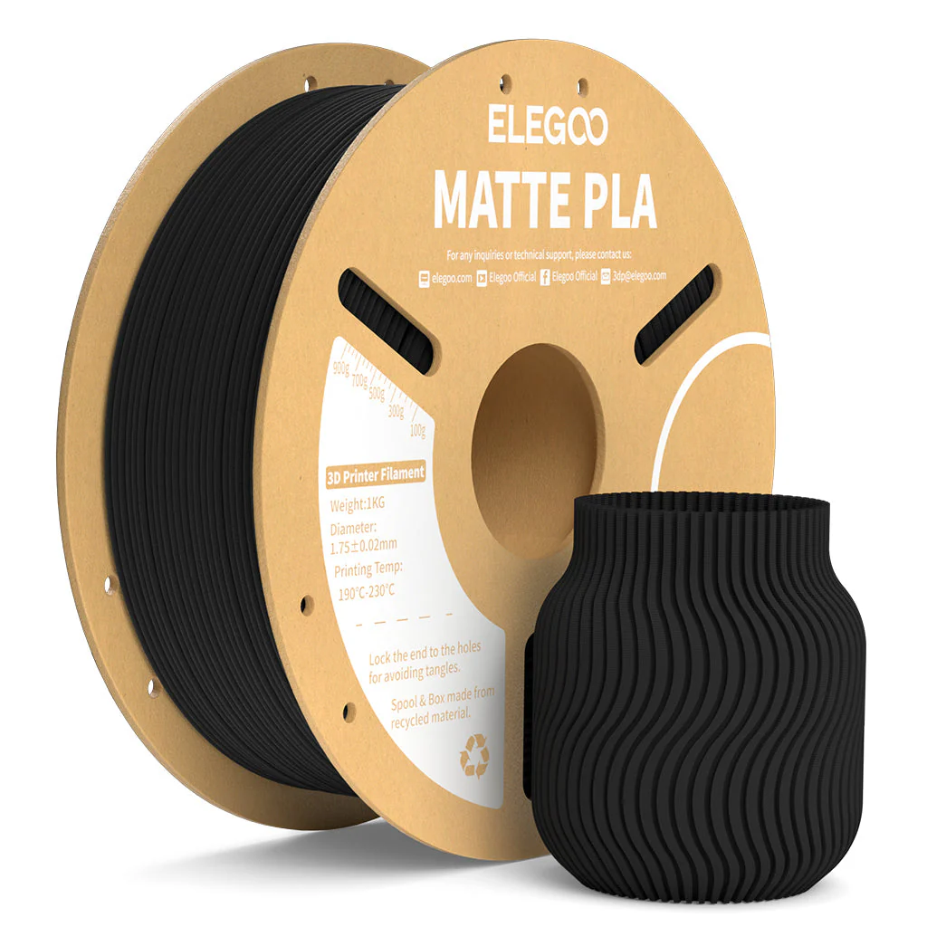 FILAMENTO 3D ELEGOO PLA NEGRO MATE 1.75mm 1KG 0363 disponible en Bytecom Moron Zona Oeste Haedo Castelar Ituzaingo Padua Ramos Mejia