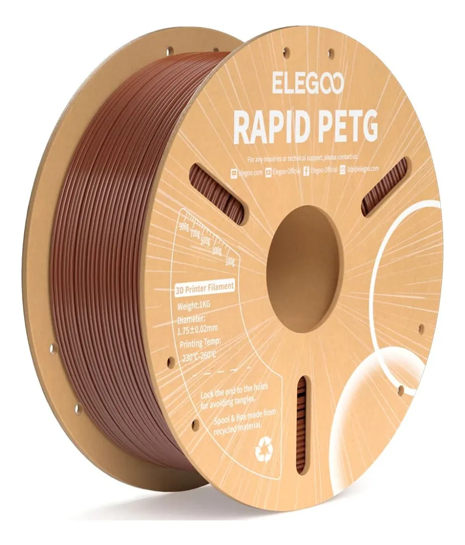FILAMENTO 3D ELEGOO PETG RAPIDO MARRON 1.75mm 1KG 0225 disponible en Bytecom Moron Zona Oeste Haedo Castelar Ituzaingo Padua Ramos Mejia
