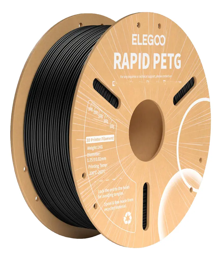 FILAMENTO 3D ELEGOO PETG RAPIDO NEGRO 1.75mm 1KG 0216 disponible en Bytecom Moron Zona Oeste Haedo Castelar Ituzaingo Padua Ramos Mejia